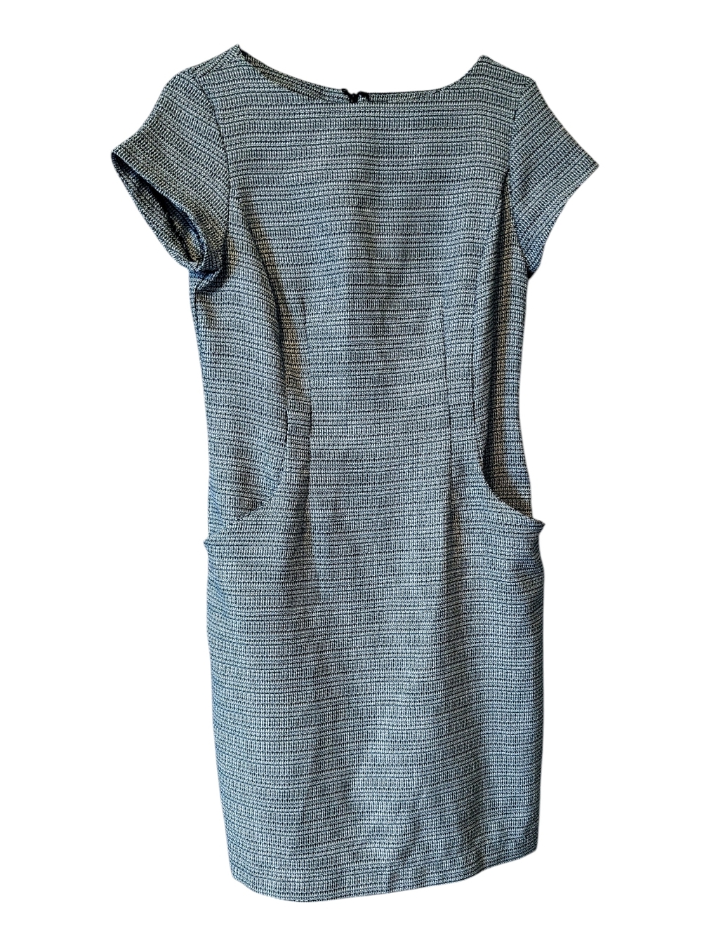 Shelby & Palmer Black & Cream Textured Sheath Dress Short Sleeves Sz. 8